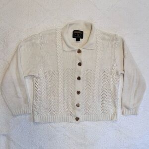 Vintage Woolrich Women’s Cream Button Cardigan Sweater Cotton Ramie M Medium